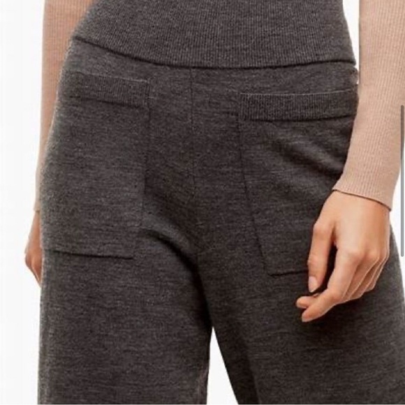 Aritzia Wilfred Brion Cropped Wool High Waist Wide Leg Pant Dark Grey - Picture 6 of 14